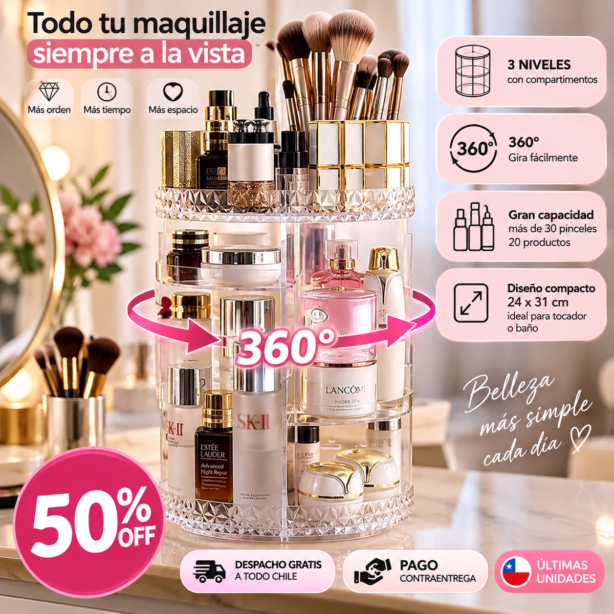 Organizador de Maquillaje 360°