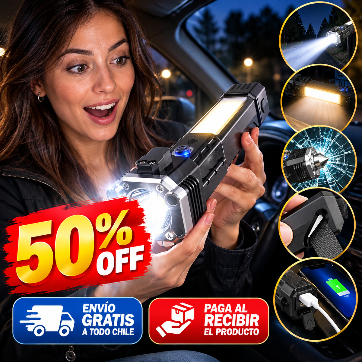 Linterna LED Táctica 4 en 1
